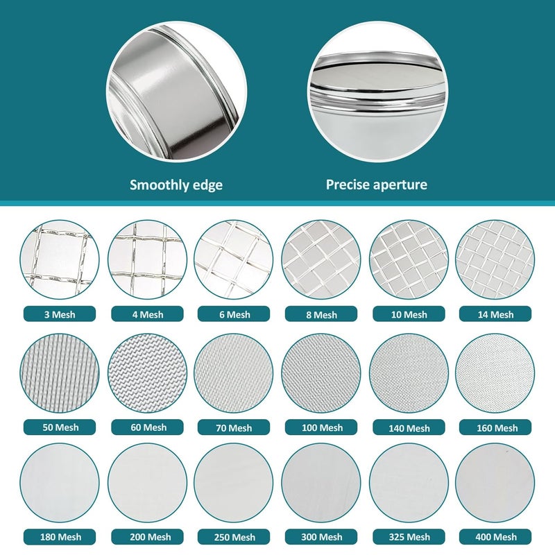 LVDALAB Full 304 Stainless Steel Mesh Sieve Screen, 400 Mesh (0.038mm) Aperture, 2.4inch(6CM) Dia Standard Sample Analysis Test Sieves Sifters Strainer for Industrial Laboratory Homes - Image 3